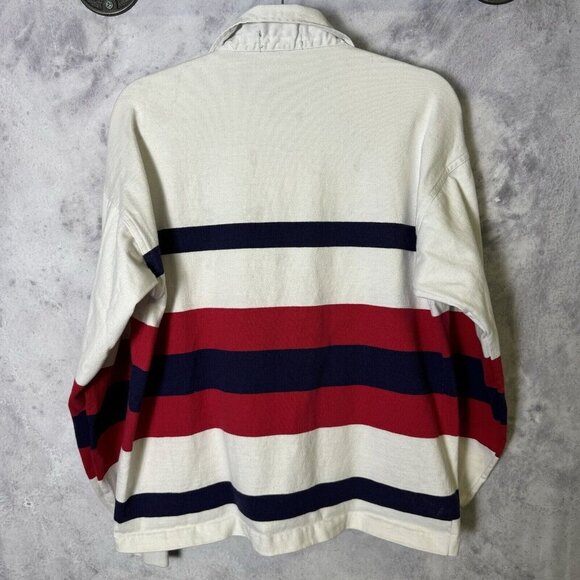 Gant Rugger Long Sleeve Rugby Shirt Mens Medium White Striped Collared VTG USA - Picture 2 of 14